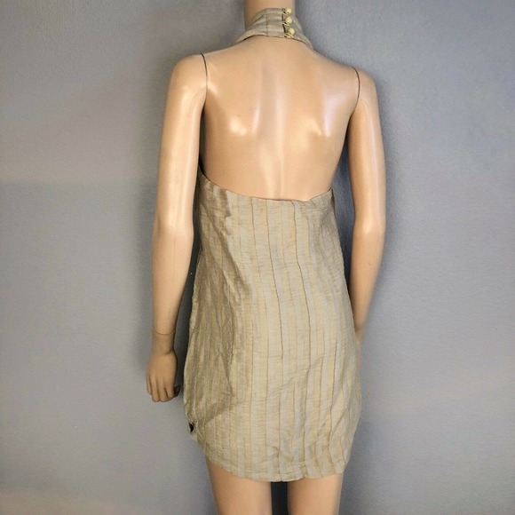 L’academie Elicia Surplice Mini Dress Halter Neck Wheat - Picture 5 of 10